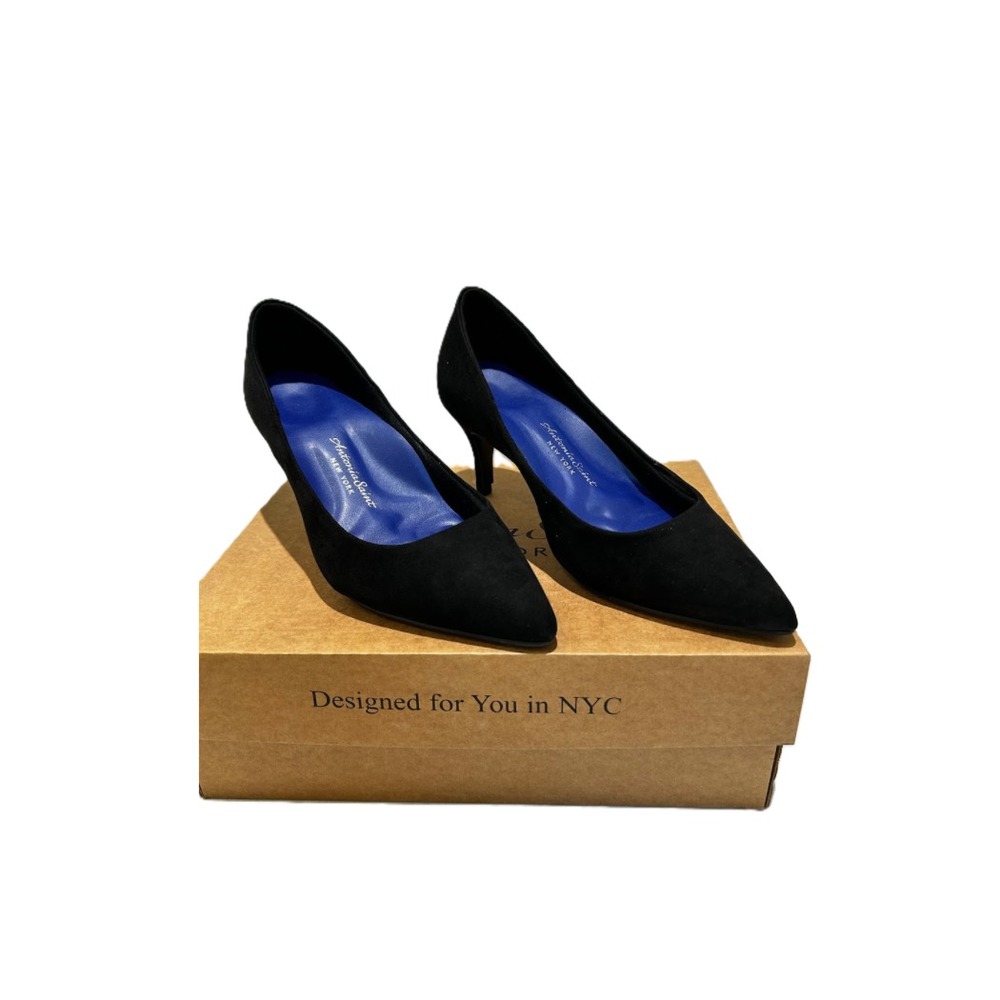 Antonia Saint NY Vicki Heels 40MM Black Ultra Suede Pointed Toe Pumps Mens 9.5 - Picture 2 of 6